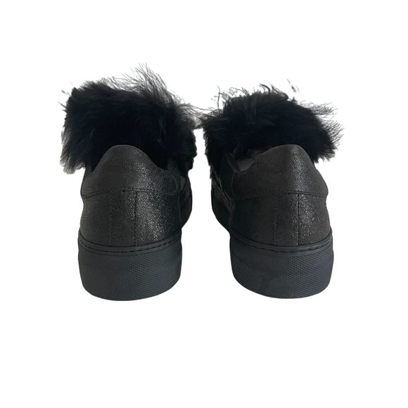 MONCLER Victoire Black Leather Sneaker With Fur Women's, UK 38, NWB - Picture 3 of 12